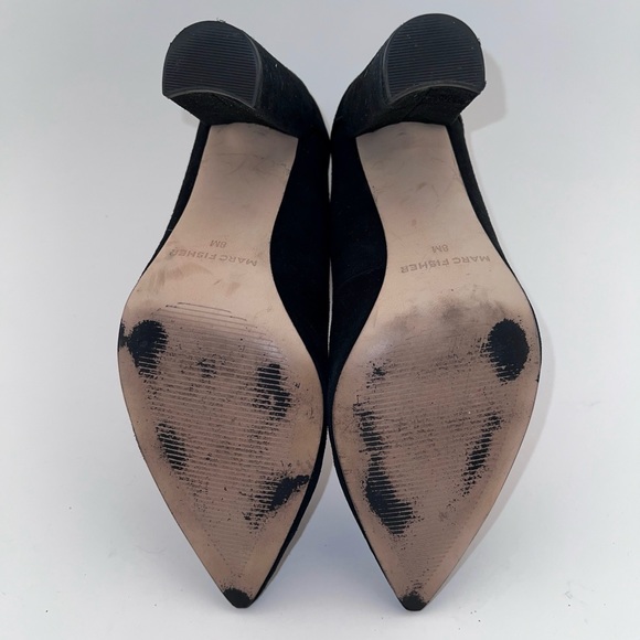 Marc Fisher Jasmyn Black Suede Block Heels Size 8 - Picture 5 of 6